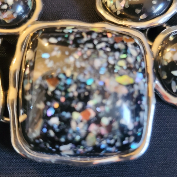 Silver and Black Stone Necklace - Picture 2 of 3